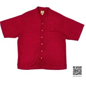 Tommy Bahama (Men’s X-Large) Red Camp Button-Down Shirt - 100% Silk Shirt